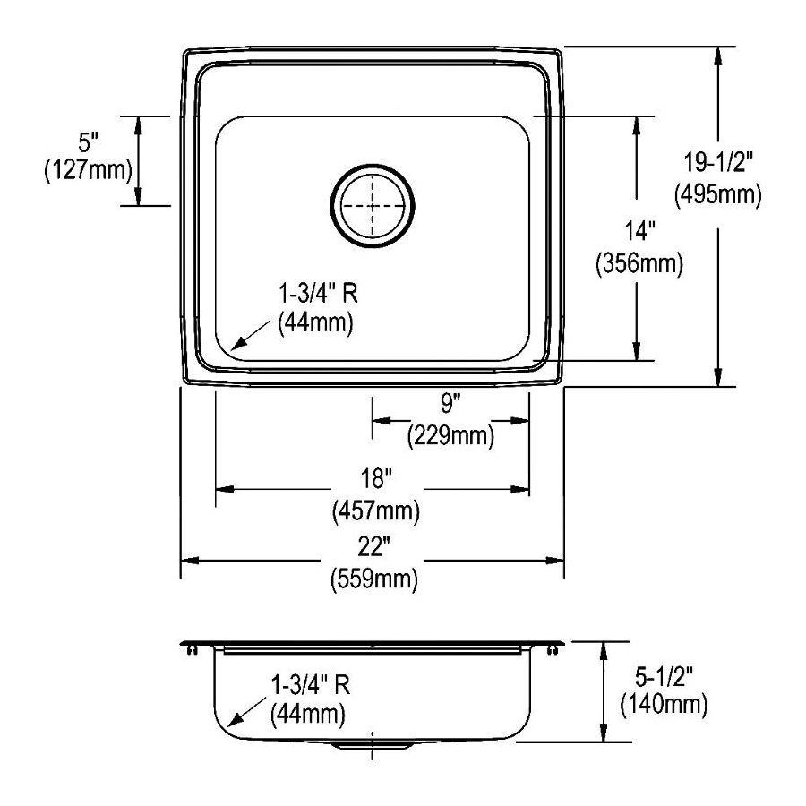 Gts Elkay Lustertone 22 X 19 1 2 Drop In Ada Single Bowl